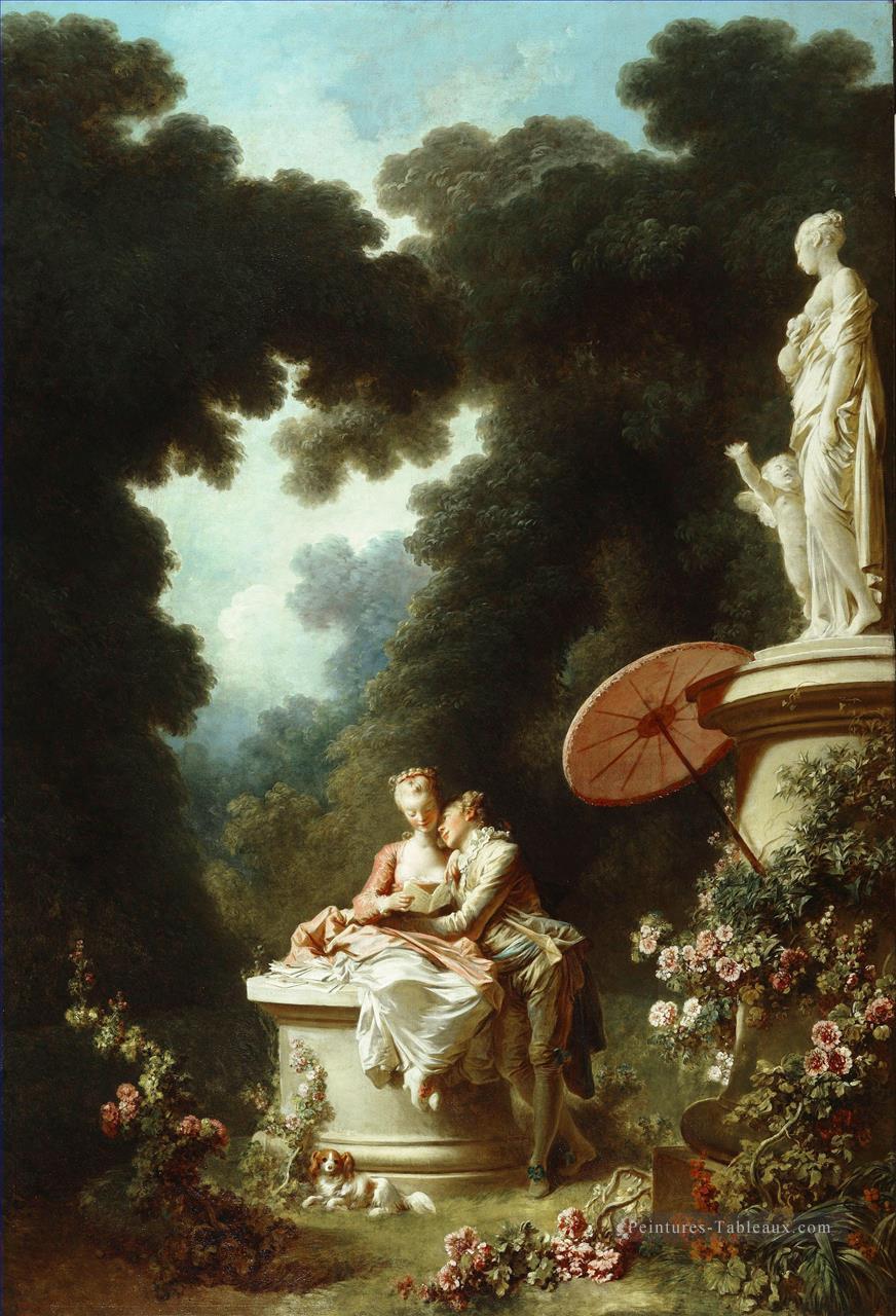 La confession de l’amour Rococo hédonisme érotisme Jean Honoré Fragonard Peintures à l'huile